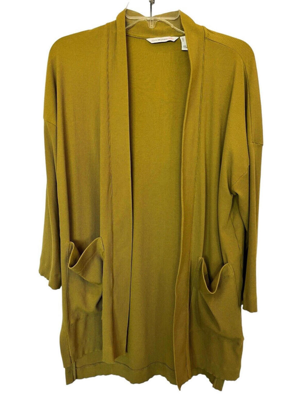 Isaac Mizrahi Live Open Front Cardigan w/Pockets 3/4 Sleeves Sz Small Olive Grn